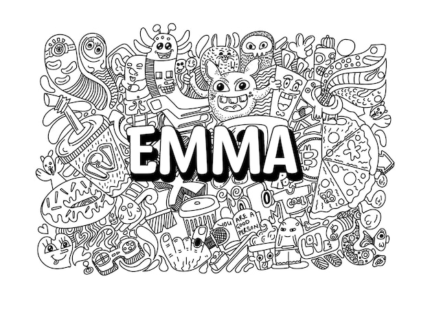 Name Doodle Hand Drawn Art for Emma