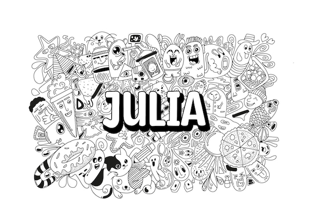 Name Doodle Hand Drawn Art for Julia