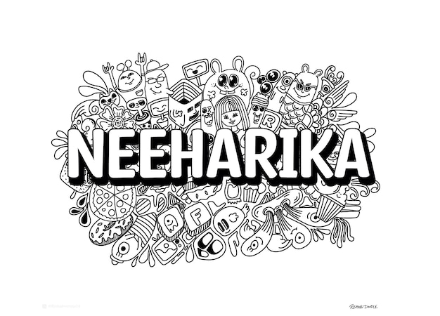 Name Doodle Hand Drawn Art for Neeharika