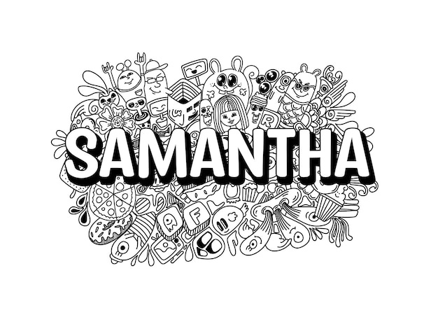 Name Doodle Hand Drawn Art for Samantha