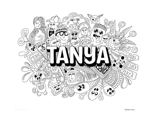 Name Doodle Hand Drawn Art for Tanya