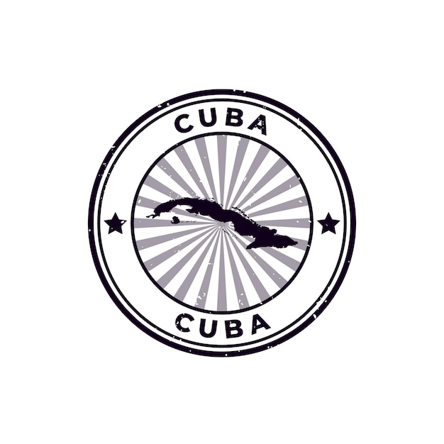 Name and Map of Cuba Silhouette Sign or Stamp Grunge Rubber on White Background