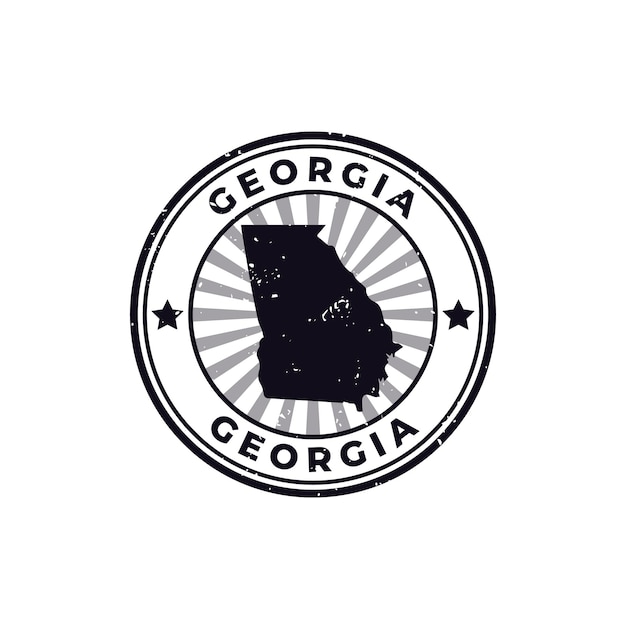 Name and Map of Georgia Silhouette Sign or Stamp Grunge Rubber on White Background