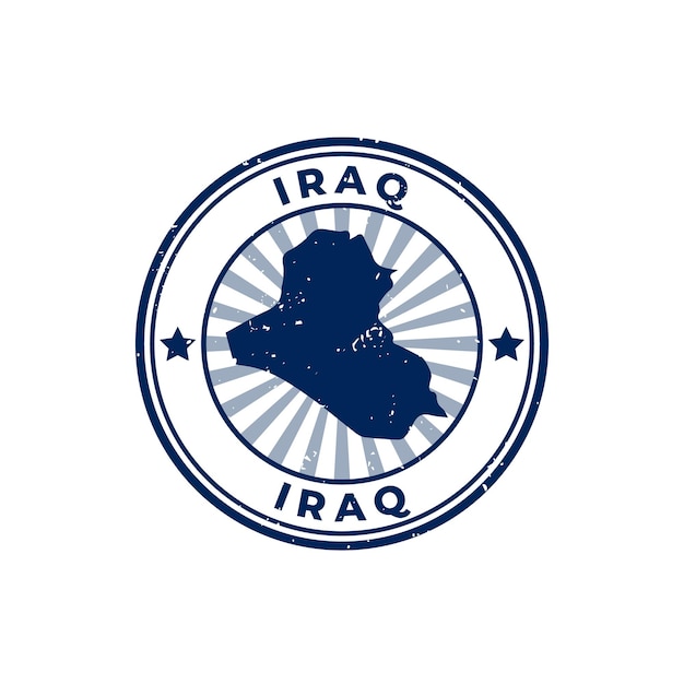 Name and Map of Iraq Silhouette Sign or Stamp Grunge Rubber on White Background