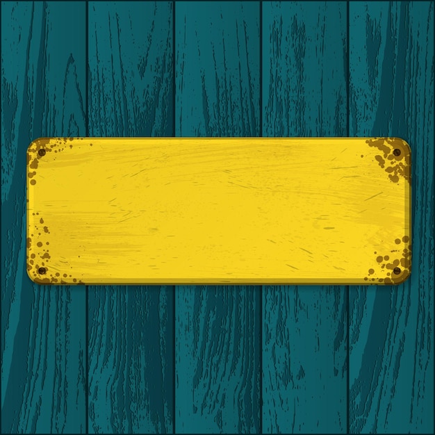 Nameplate yellow on wooden texture