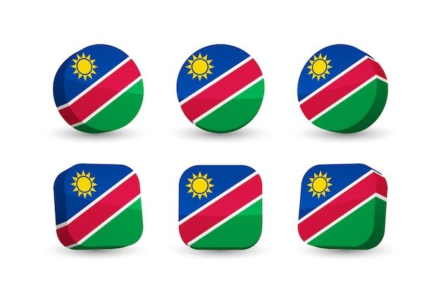 Namibia flag 3d vector illustration button flag of Namibia isolated on white