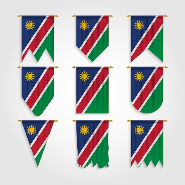 Namibia flag in different shapes, Flag of Namibia in various shapes