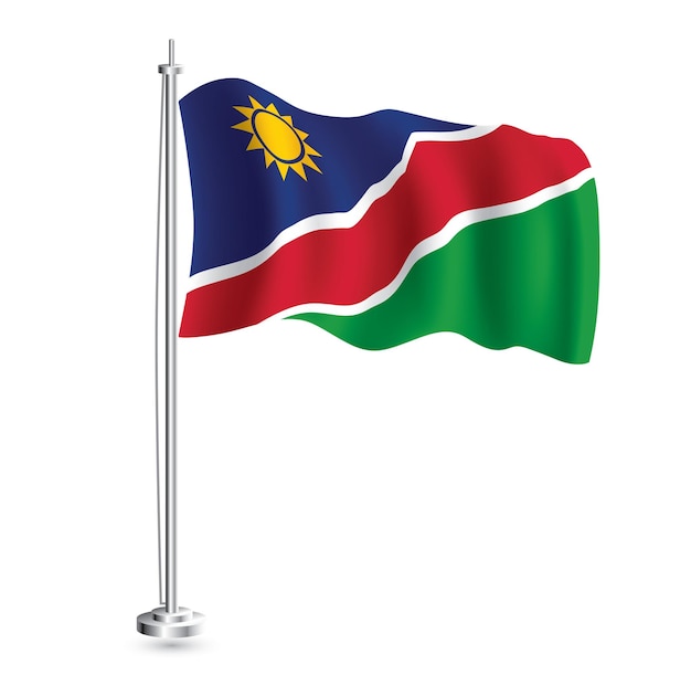 Namibia Flag Isolated Realistic Wave Flag of Namibia Country on Flagpole