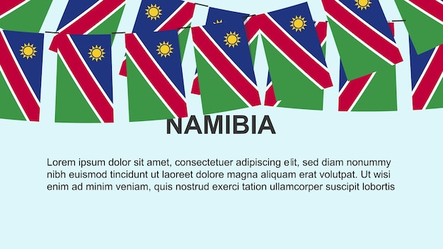 Namibia flags hanging on a rope celebration and greeting concept independence day