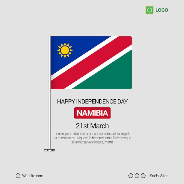 Namibia Independence Day Social Media Banner Editable Vector Design with Flag