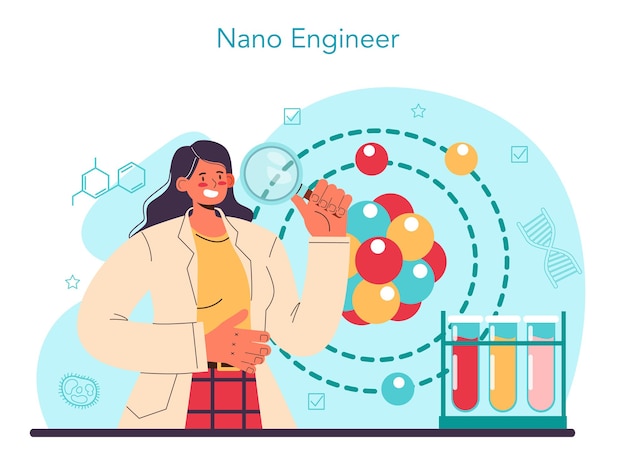 Nano engineering scientists work in laboratory with nanoparticle