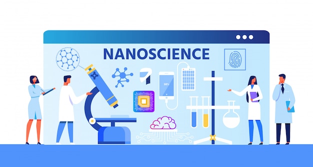 Nanoscience Advertising Metaphor Cartoon Banner