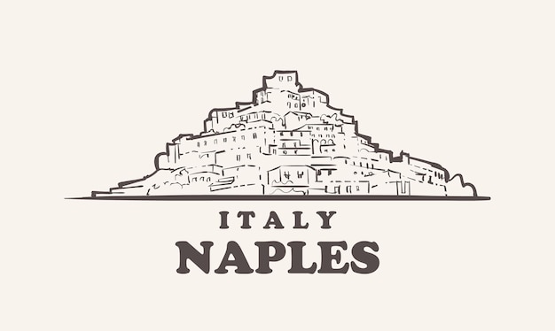 Naples cityscape sketch hand drawn italy   illustration