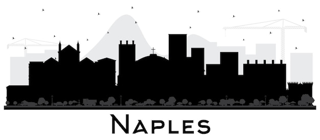 Naples Italy City Skyline with Black Buildings Isolated on White. Vector Illustration. Business Travel and Tourism Concept with Modern Architecture. Naples Cityscape with Landmarks.