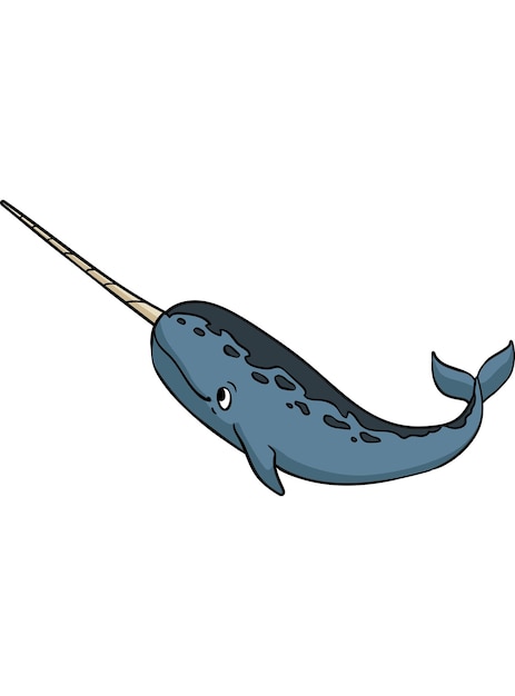 Vector narwhal cartoon colored clipart illustration