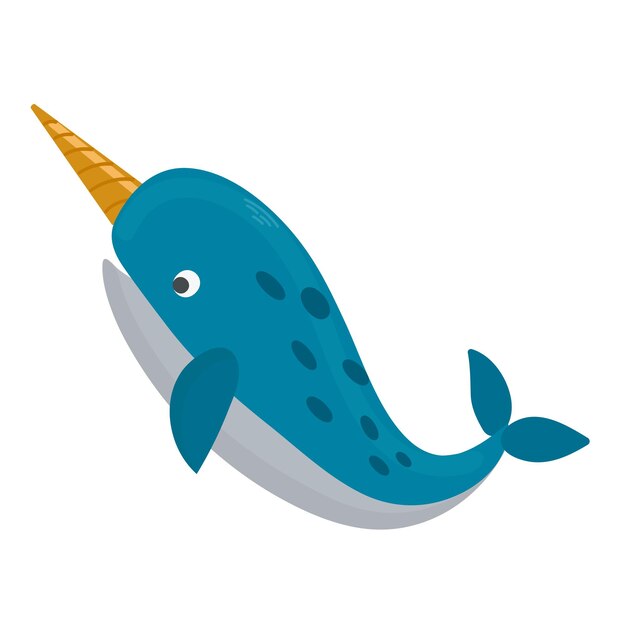 Vector narwhal icon clipart isolated vector illustration