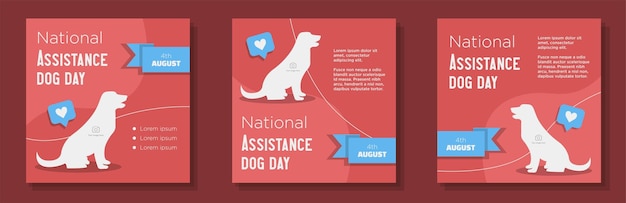 National assistance dog day 2022 social media post banner set pet dog support celebration advert