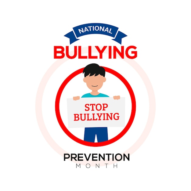 National Bullying Prevention Month in October vector illustration