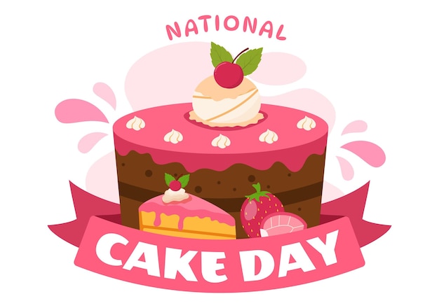 National Cake Day Vector Illustration on Holiday Celebrate November 26 with Sweet Bread