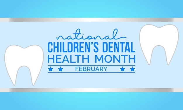 National Childrens Dental Health Month observed every year in month of february Vector health banner flyer poster and social medial template design