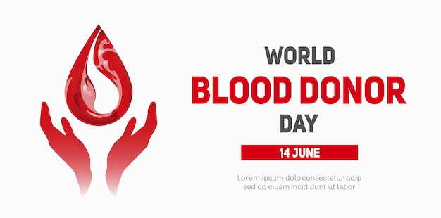 National Donor Day Horizontal banner Blood flow drop shape Illustration in a realistic style Hemophilia blood diseases For banner website poster postcards