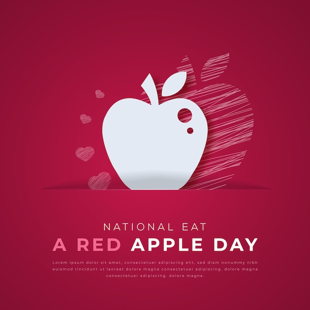 Vector national eat a red apple day paper cut style design illustration for background poster banner ads