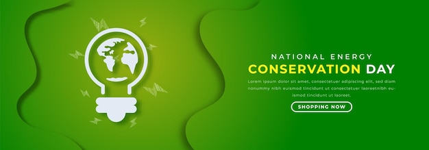 Vector national energy conservation day paper cut vector design illustration for background poster banner