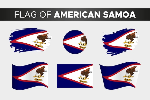 National flag of american samoa in brush stroke wavy circle button style and flat design