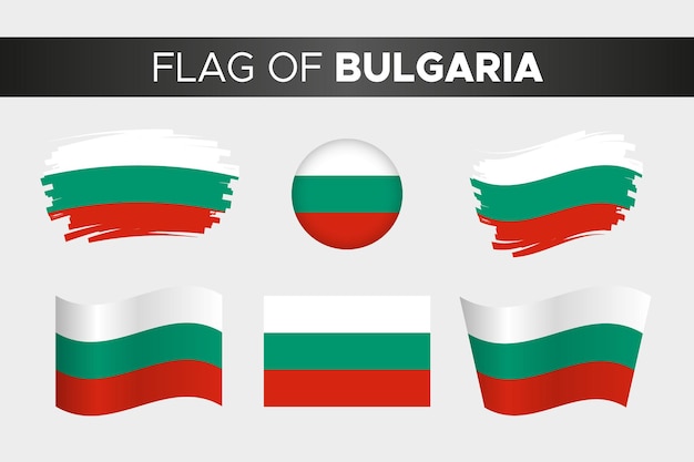 National flag of bulgaria in brush stroke wavy circle button style and flat design