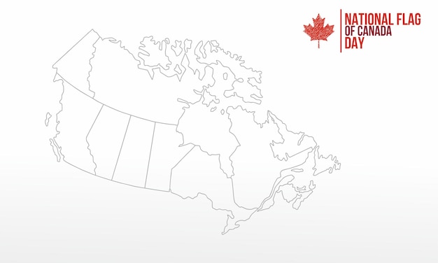 National Flag Of Canada Day Vector Background with Canada Map