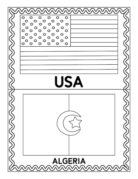 National flag coloring pages vector