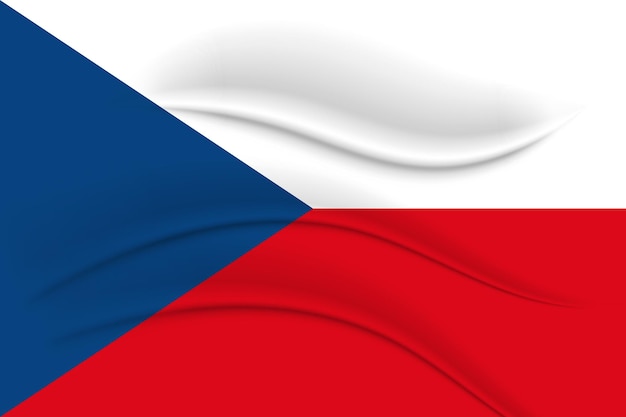 National flag of the Czech Republic, fabric effect. Illustration, vector