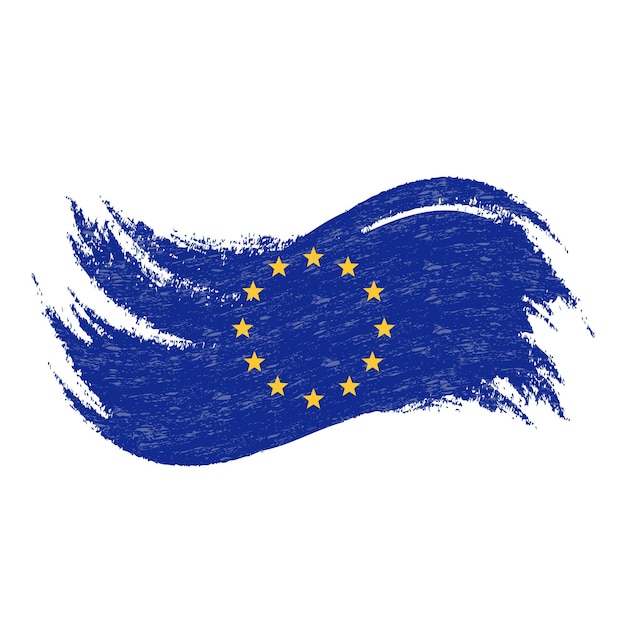 National Flag Of The European Union Designed Using Brush StrokesIsolated On A White Background Vector Illustration