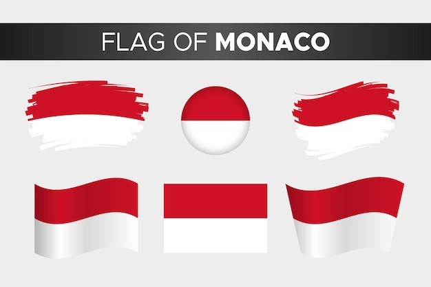 National flag of monaco in brush stroke wavy circle button style and flat design