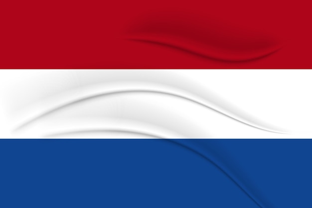 National flag of the Netherlands, fabric effect. Illustration, vector