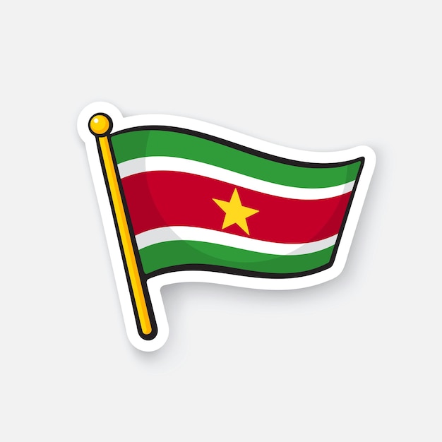 National flag of Suriname on flagstaff Location symbol for travelers Vector illustration