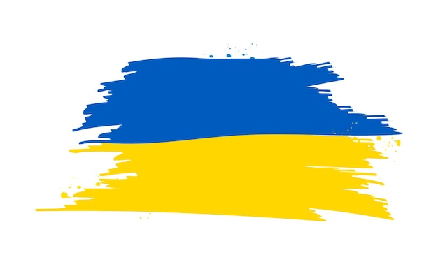 National flag of Ukraine Ukrainian flag painted in brush strokes