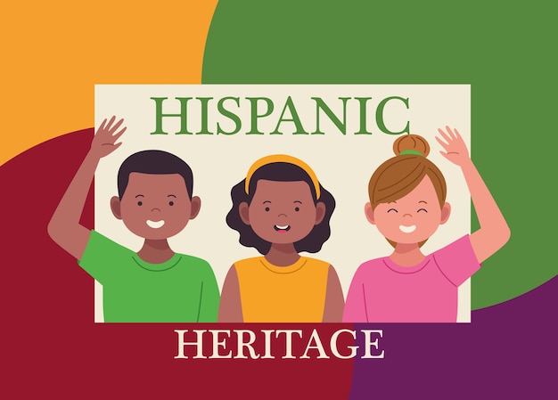 National hispanic heritage celebration with lettering and people