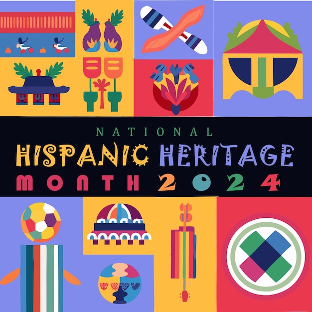 Vector national hispanic heritage month celebration post design of 2024