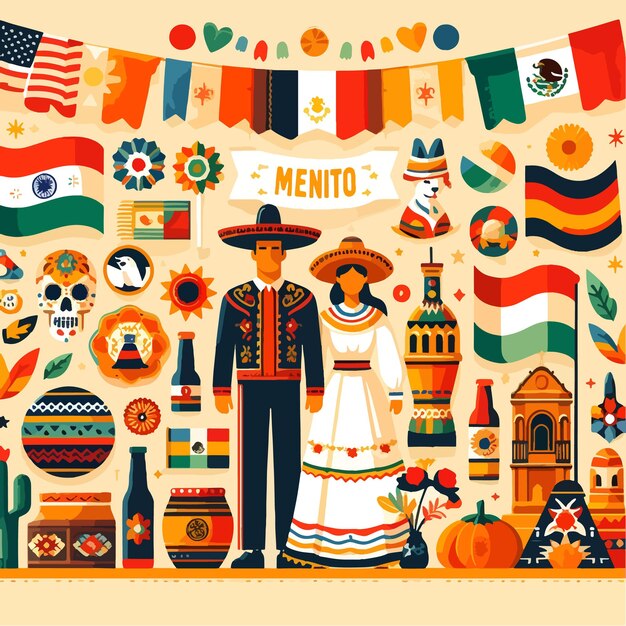 Vector national hispanic heritage month flat vector illustration background