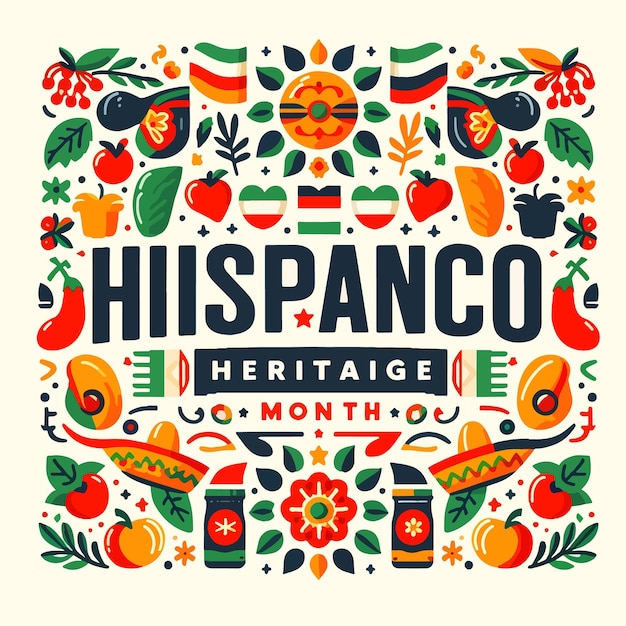 National Hispanic Heritage Month flat vector illustration background