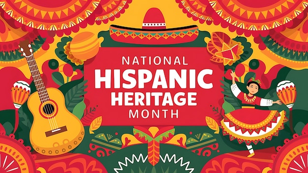 National Hispanic Heritage Month Poster Banner Flat Illustration