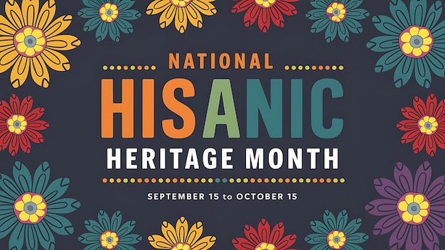 National Hispanic Heritage Month Poster Banner Flat Illustration