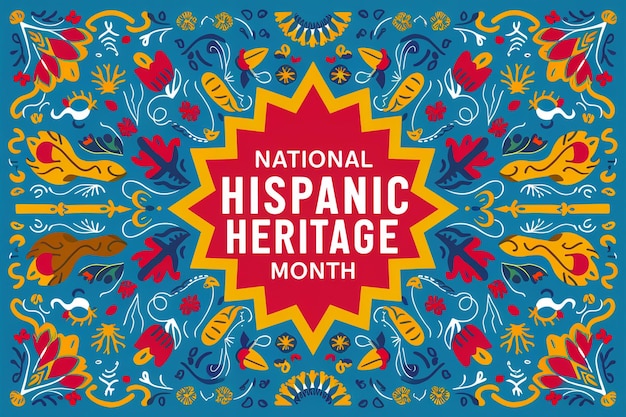 National Hispanic heritage monthSpanish culture celebration poster card for social media networks