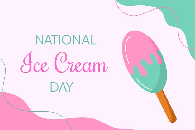 Vector national ice cream day greeting card banner poster summer vector illustration