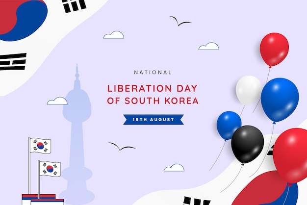 National Liberation Day of South Korea flat design template background