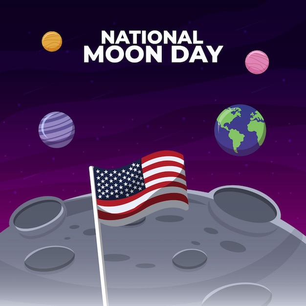 National Moon Day Concept With USA Flag