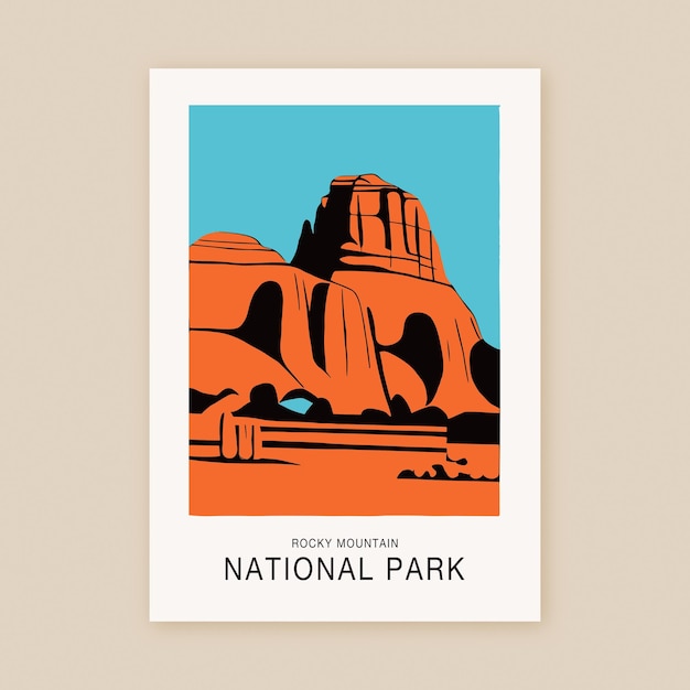 Vector national park minimalist travel retro poster print