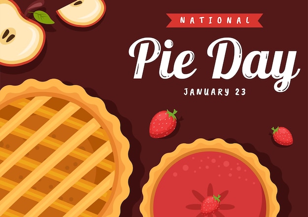 National Pie Day with Food Consisting of Pastry Shells and Various Fillings in Illustration