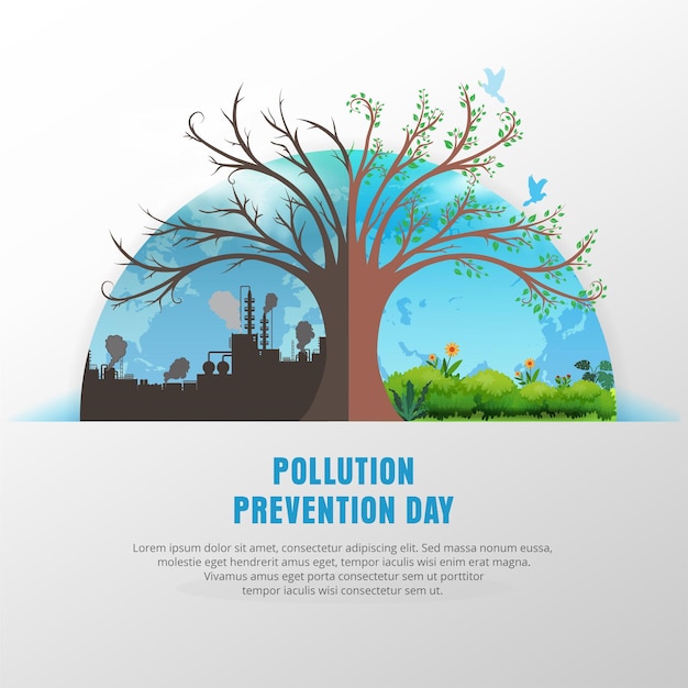 National pollution control day design background vector World pollution prevention day design background vector